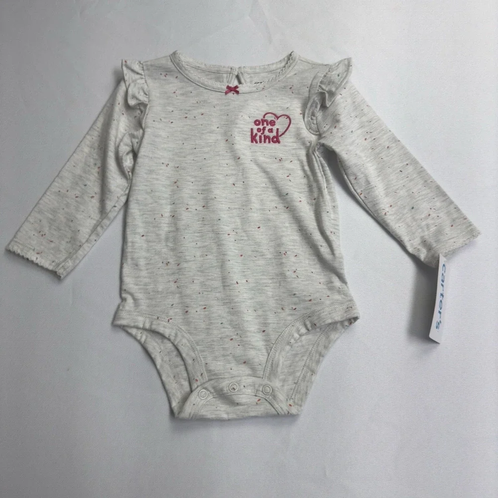 Carter's Heart Long Sleeve Bodysuit & Leggings Set Baby Girl 9M Dark Pink Gray